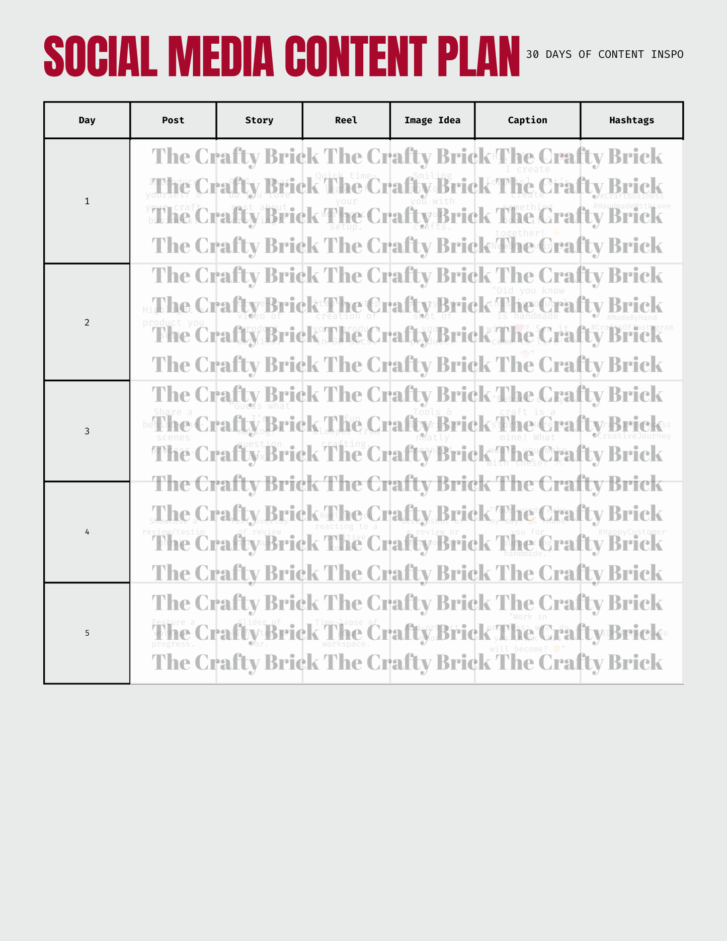 30-Days Of Social Media Content Ideas For Handmade Business Owners
