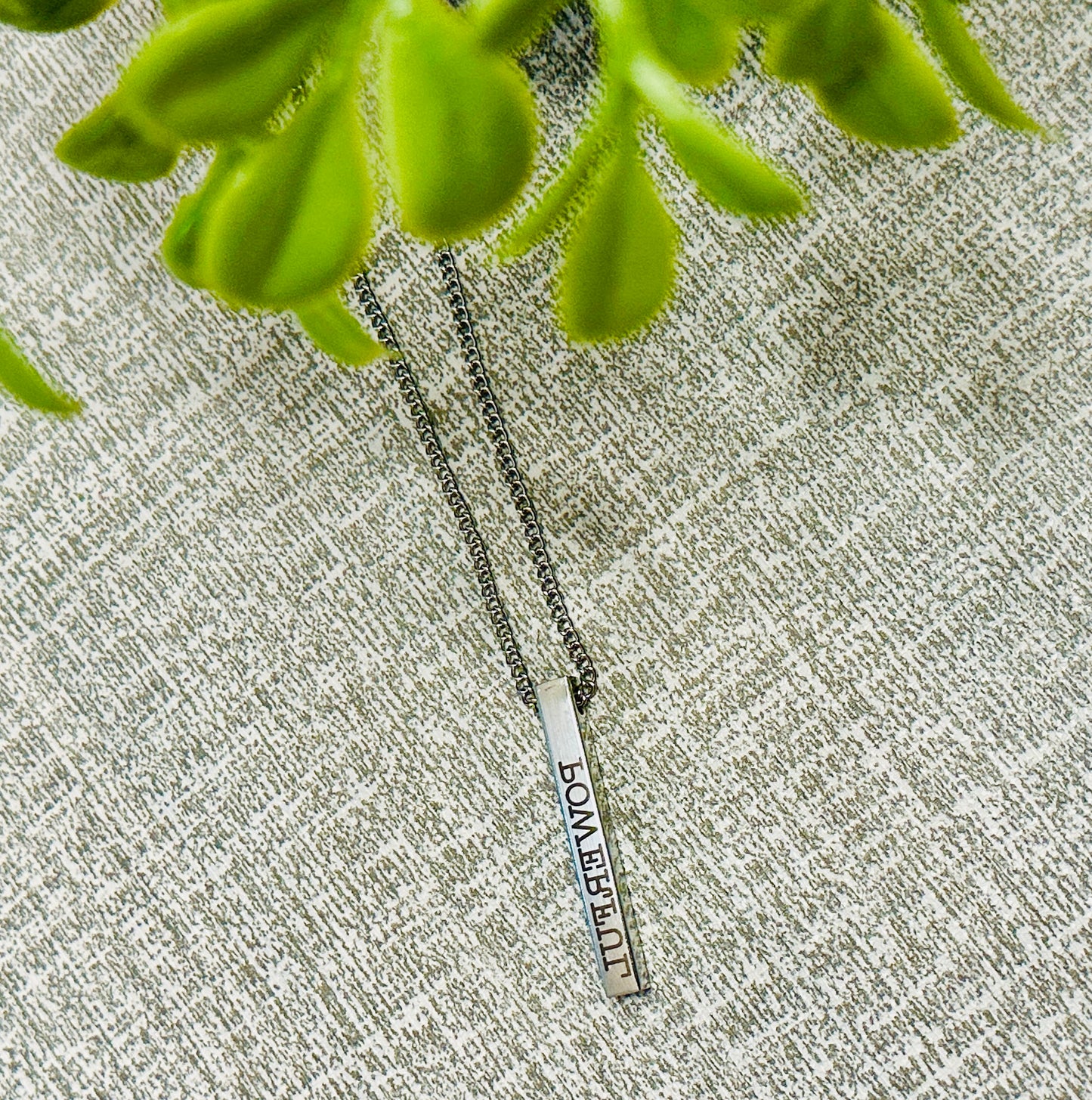 Vertical Column Empowering Charm Necklace | Mirrored Mindset Custom Engraved Necklace  | Mirrored Mindset Jewelry
