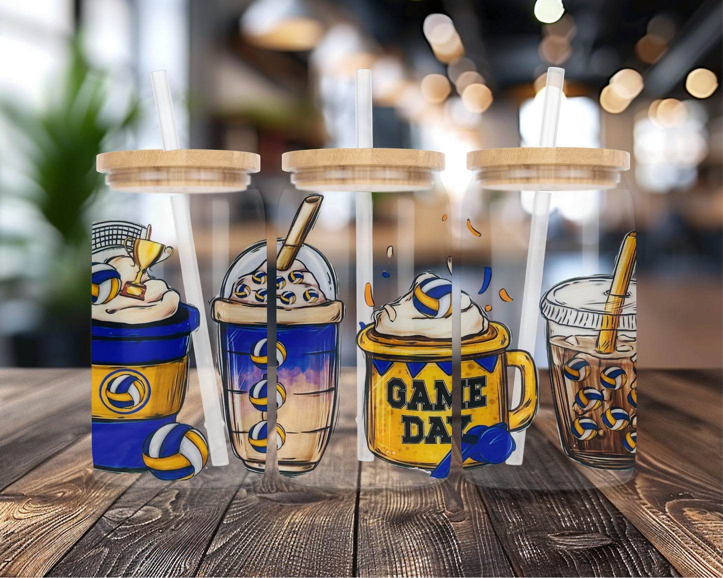 Volleyball | UVDTF Transfer Full Wrap | 16 oz Glass Can