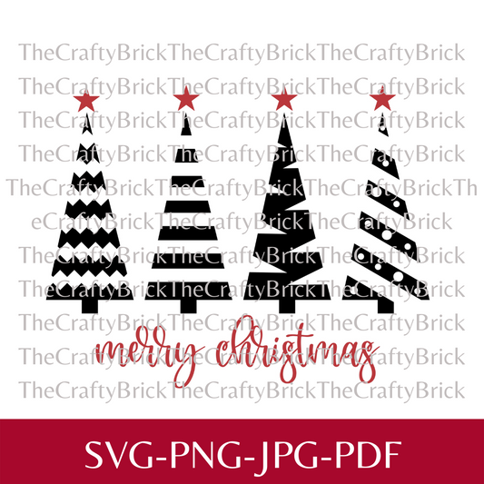 Merry Christmas Trees Cut File | SVG Cut File | Cricut Cut File | Silhouette Cut File| Juliet Cut File | PNG | PDF | JPG