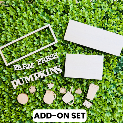 Farm Fresh Pumpkins Interchangeable Storefront DIY Wood Kit | Unfinished Laser Cut Fall Decor