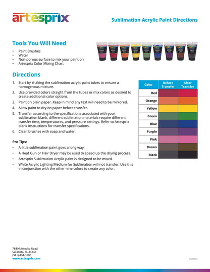 Sublimation Acrylic Paint Set