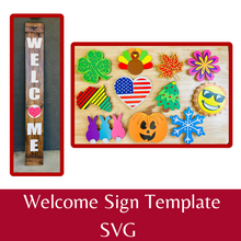 Load image into Gallery viewer, Interchangeable Holiday Welcome Sign SVG Template
