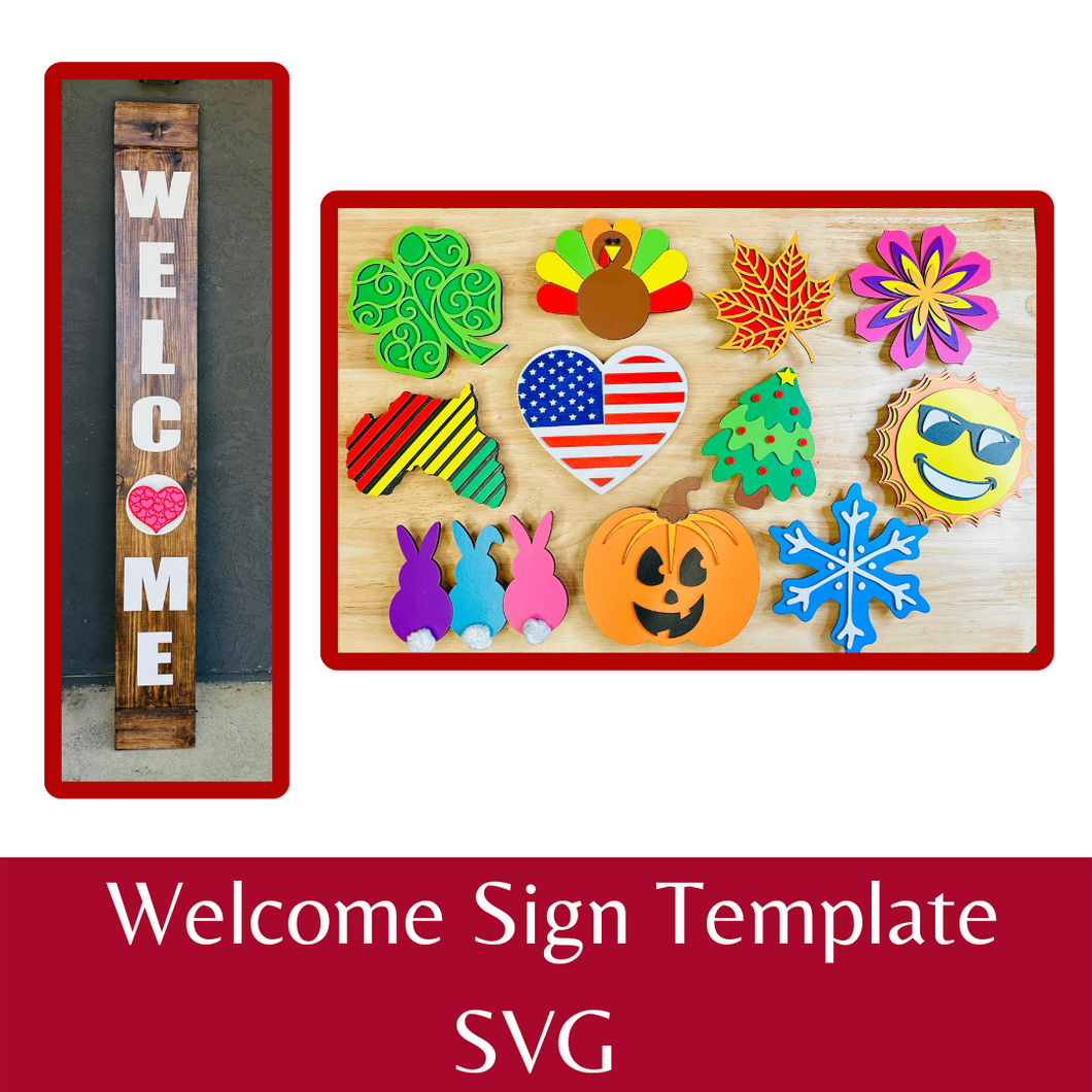 Interchangeable Holiday Welcome Sign SVG Template