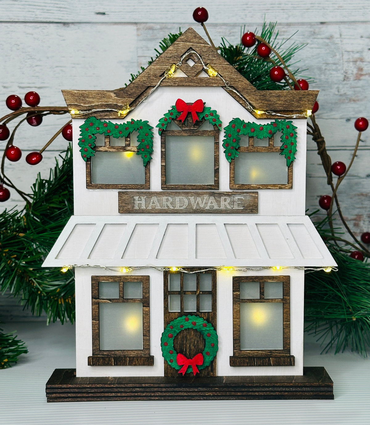 Christmas Village Hardware Store | Wooden Storefront DIY Kit