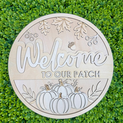Welcome to Our Patch Fall Door Hanger Kit | Laser Cut Basswood | DIY Craft Kit