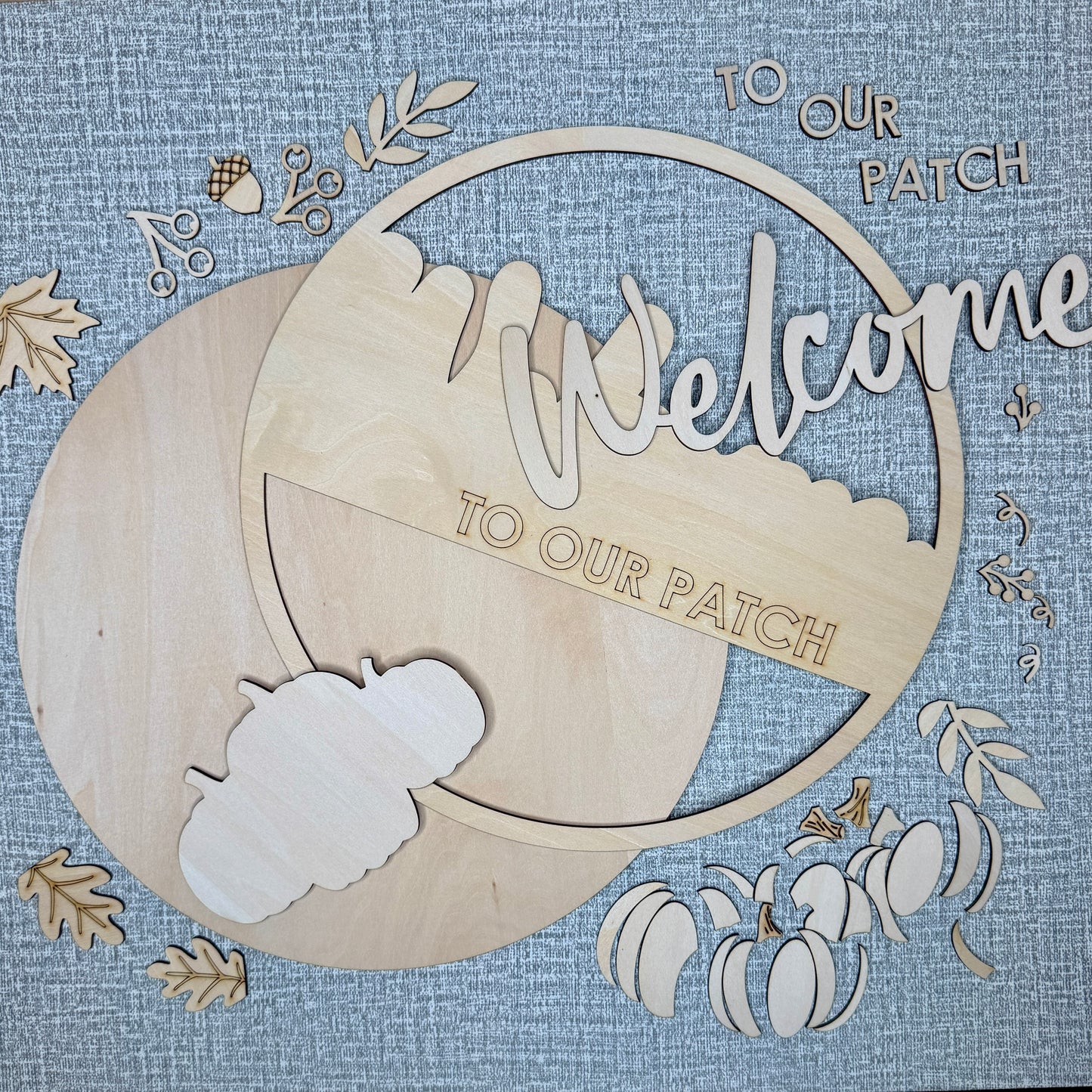 Welcome to Our Patch Fall Door Hanger Kit | Laser Cut Basswood | DIY Craft Kit