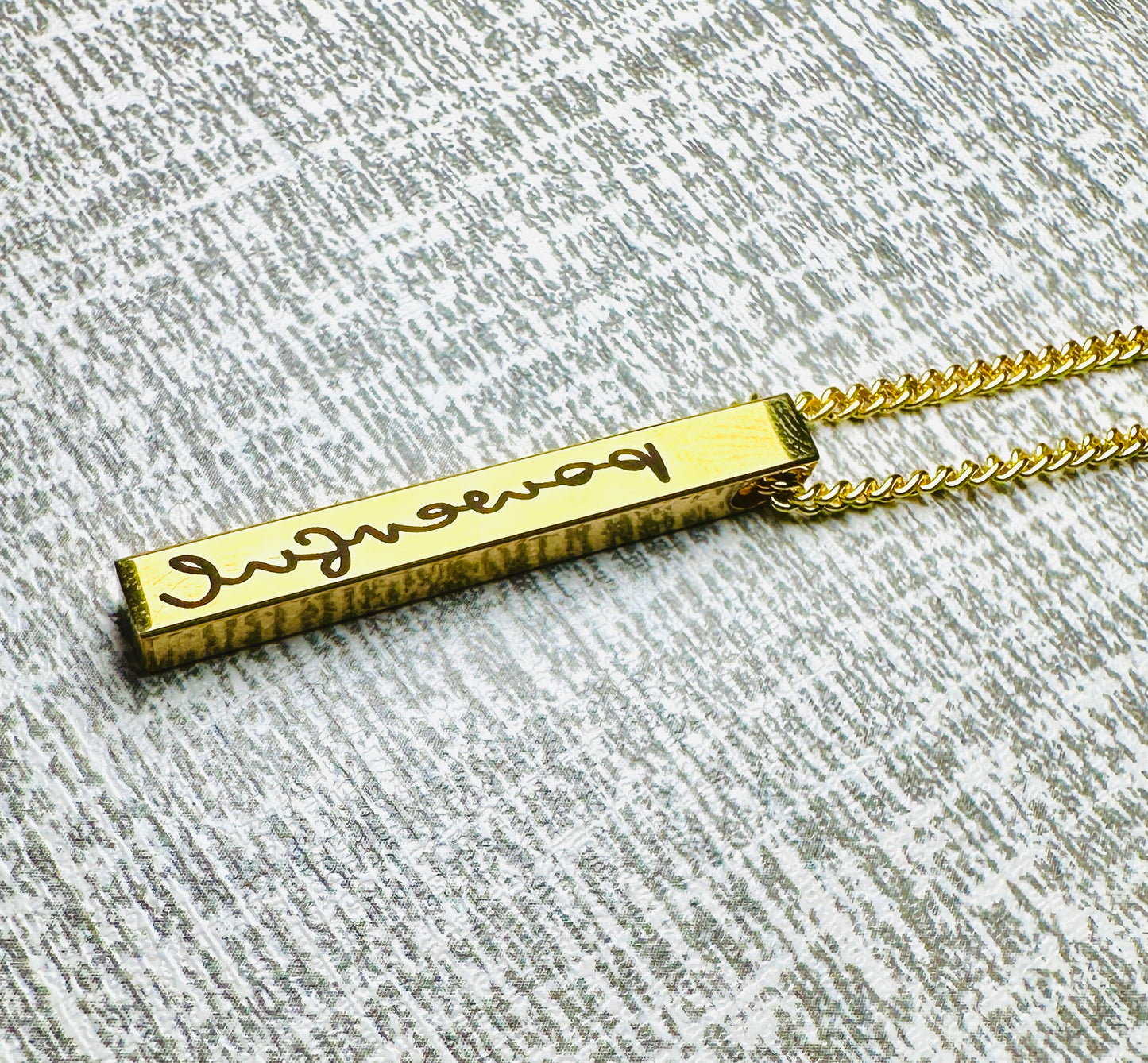 Vertical Column Empowering Charm Necklace | Mirrored Mindset Custom Engraved Necklace  | Mirrored Mindset Jewelry