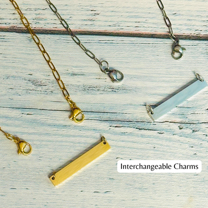 Interchangeable Empowering Charm Necklace  | Mirrored Mindset Custom Engraved Necklace | Mirrored Mindset Jewelry