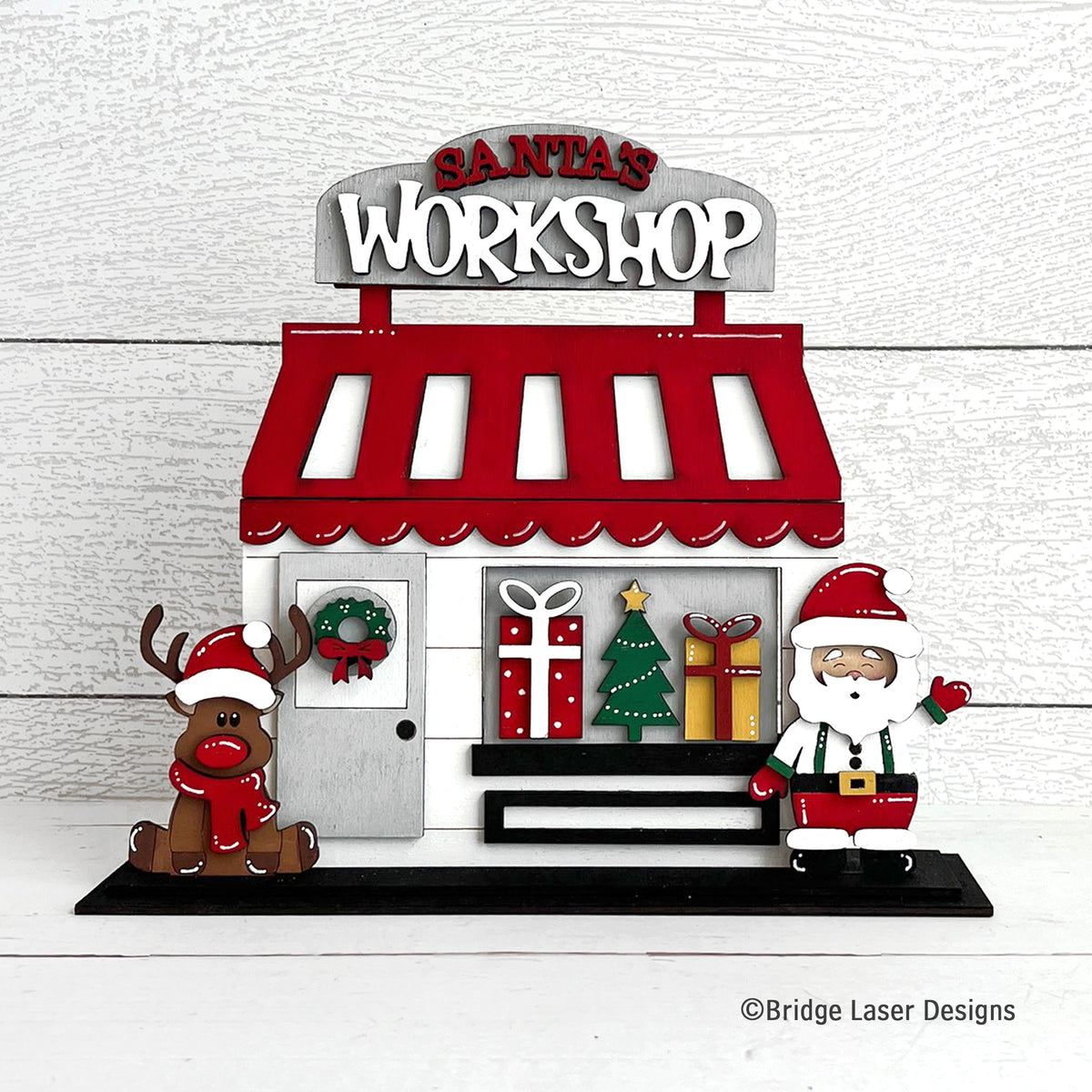 Santa's Workshop Interchangeable Storefront DIY Wood Kit... Unfinished Laser Cut Christmas Decor