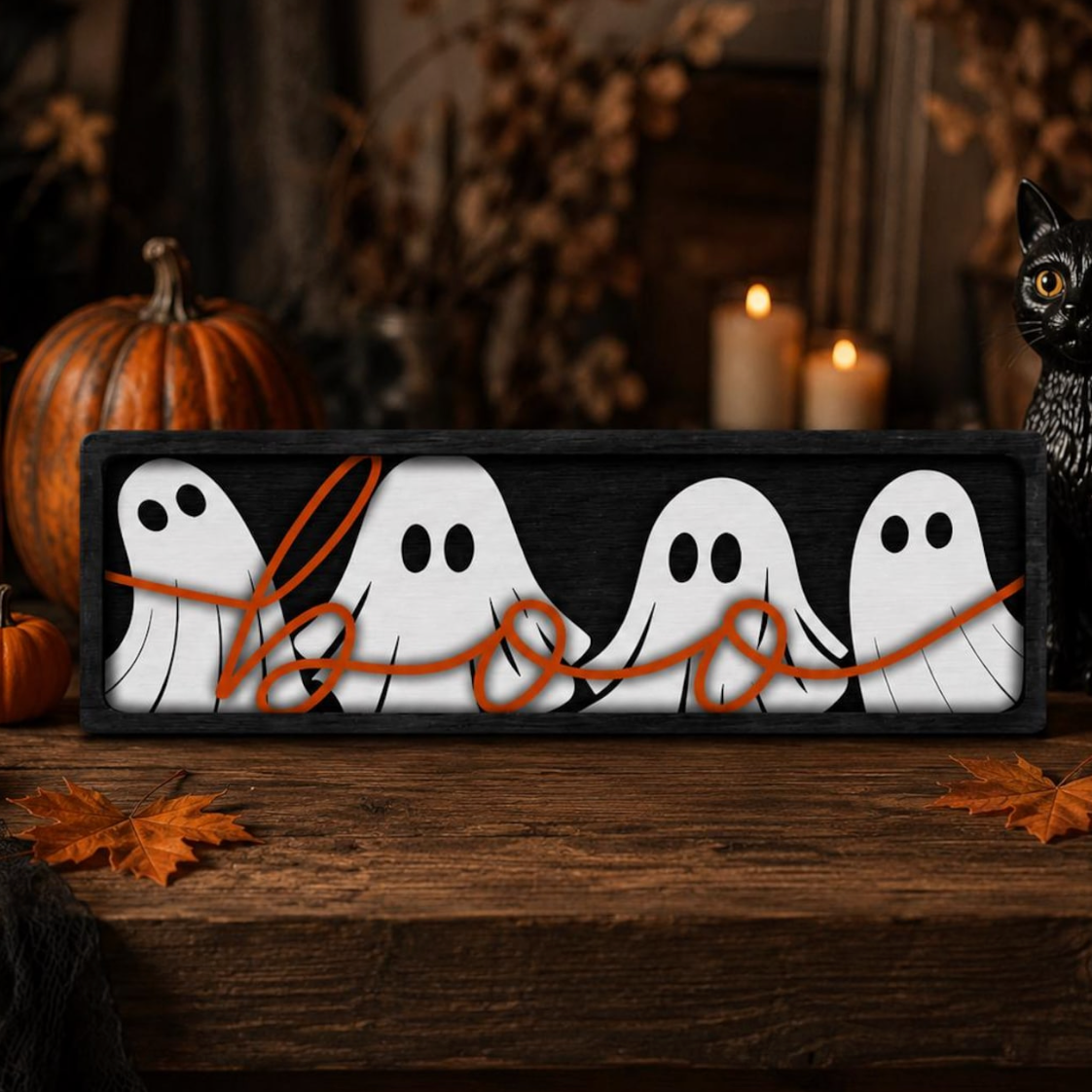 Boo Ghost Sign | Laser Cut Basswood | DIY Craft Kit