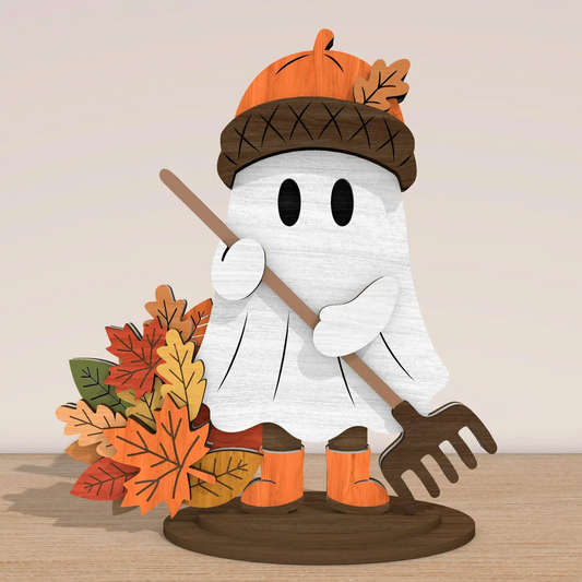 Autumn Rake Ghost DIY Wood Kit | Unfinished Laser Cut Paint-Your-Own Ghost