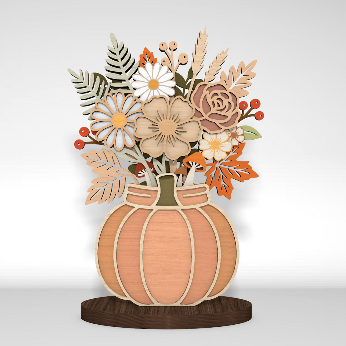 Fall Wooden Vase With Floral Assortment | Unfinished Laser Cut Paint-Your-Own Ghost (Copy)