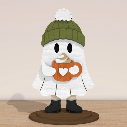 Pumpkin Spice Ghost DIY Wood Kit | Unfinished Laser Cut Paint-Your-Own Ghost - The Crafty Brick