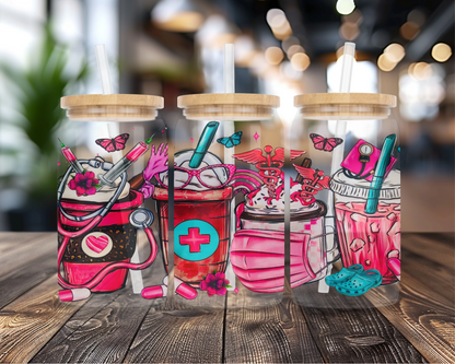 Nurse Life UVDTF Transfer | 16oz. Glass Can