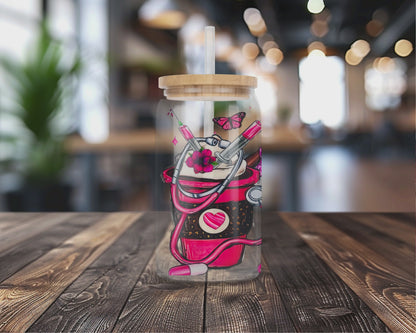 Nurse Life UVDTF Transfer | 16oz. Glass Can