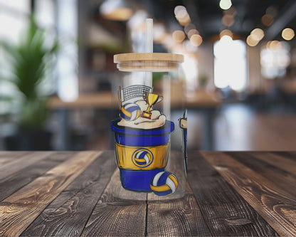 Volleyball | UVDTF Transfer Full Wrap | 16 oz Glass Can