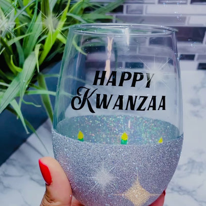 Happy Kwanzaa Wine Glass Cut File | SVG Cut File | Cricut Cut File | Silhouette Cut File