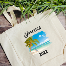 Load image into Gallery viewer, Customized Linen Tote | Girl&#39;s Trip Tote | Gift For Wedding Party | Couples Trip Tote | Sublimated Tote Bag |
