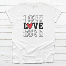 Load image into Gallery viewer, Love-Love-Love Vintage T-Shirt | Valentine&#39;s Day Shirt | - The Crafty Brick
