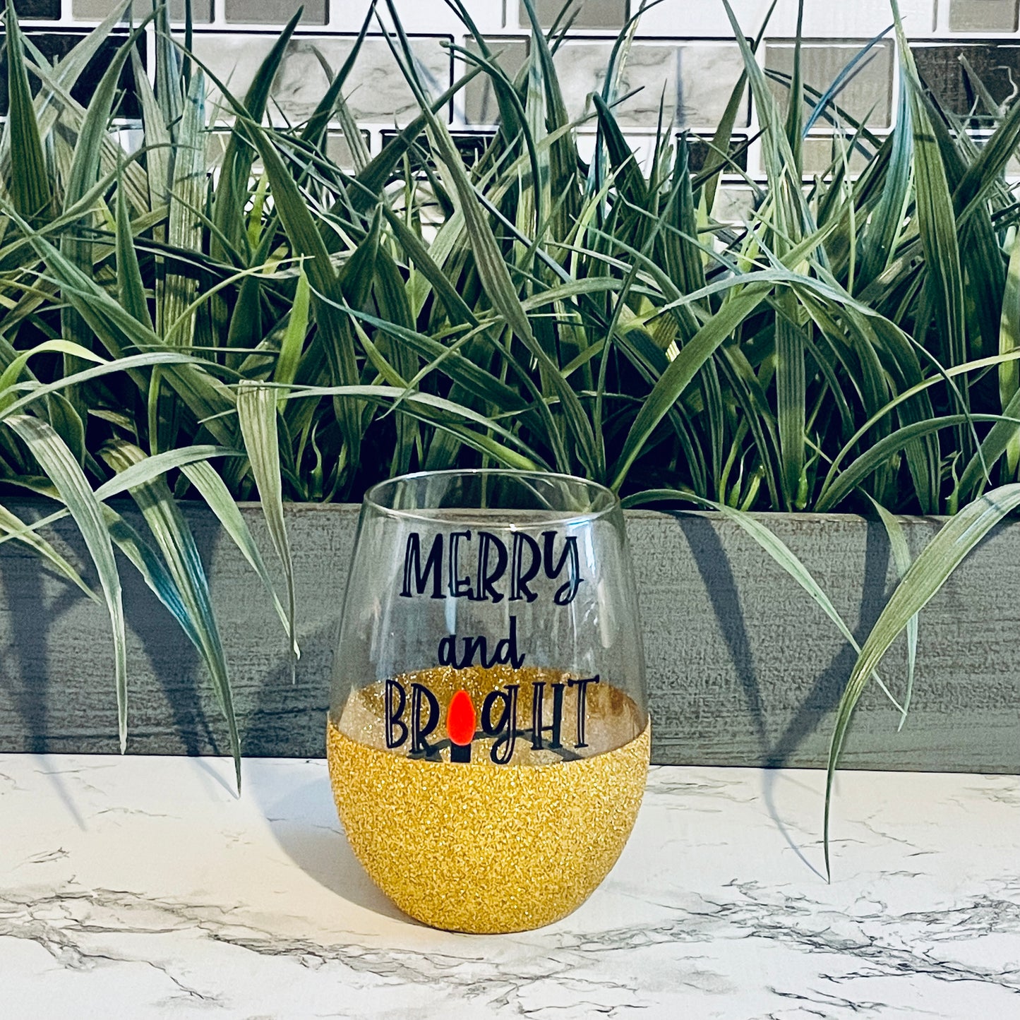 Christmas Merry and Bright Wine Glass Cut File | SVG Cut File | Cricut Cut File | Silhouette Cut File|